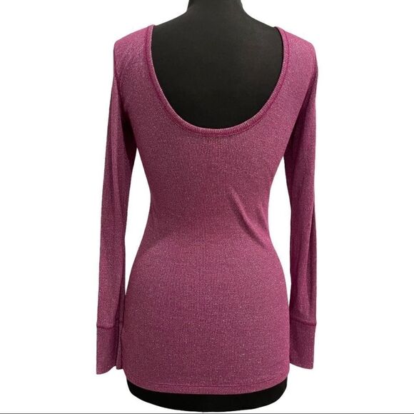 Victoria’s Secret Ribbed Purple Metallic Top Sz L - Picture 7 of 12